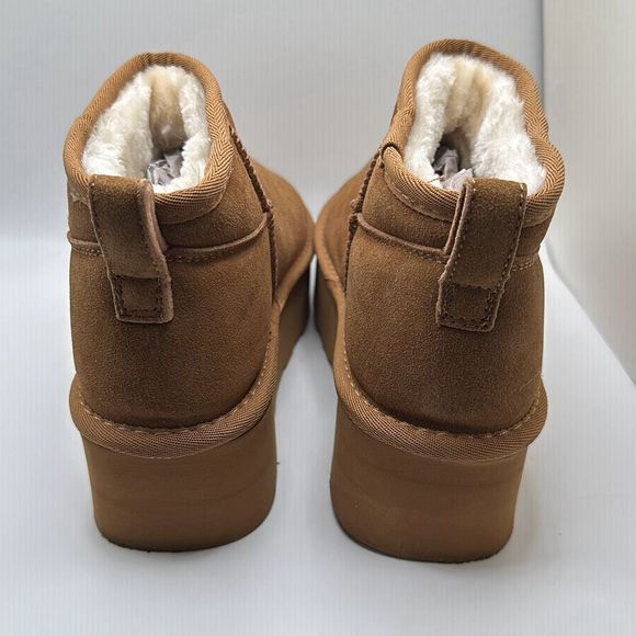 CUSHIONAIRE Women's Genuine Suede pull on platform boot +Memory Foam 8 CHESTNUT - Picture 4 of 7